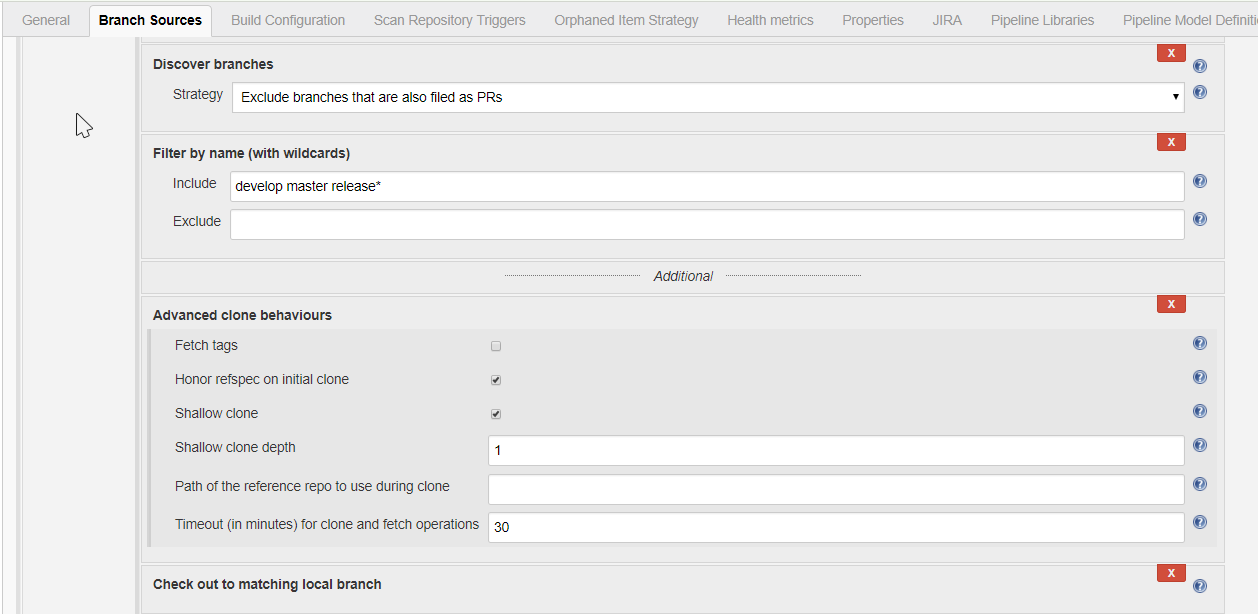 Branches config